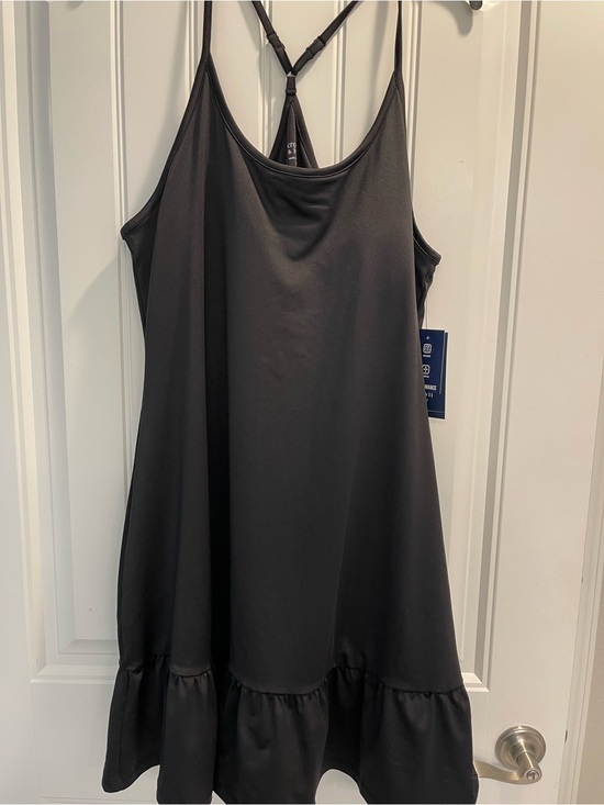 crown & ivy Dresses & Skirts - crown & ivy active ruffle Black Tank Dress with built in bra shorts tennis
